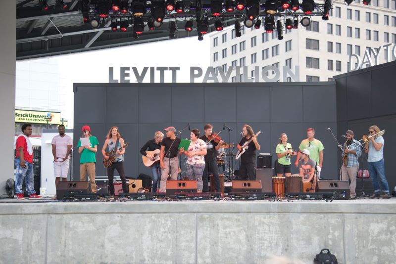 students from daybreak dayton on the Levitt Dayton stage
